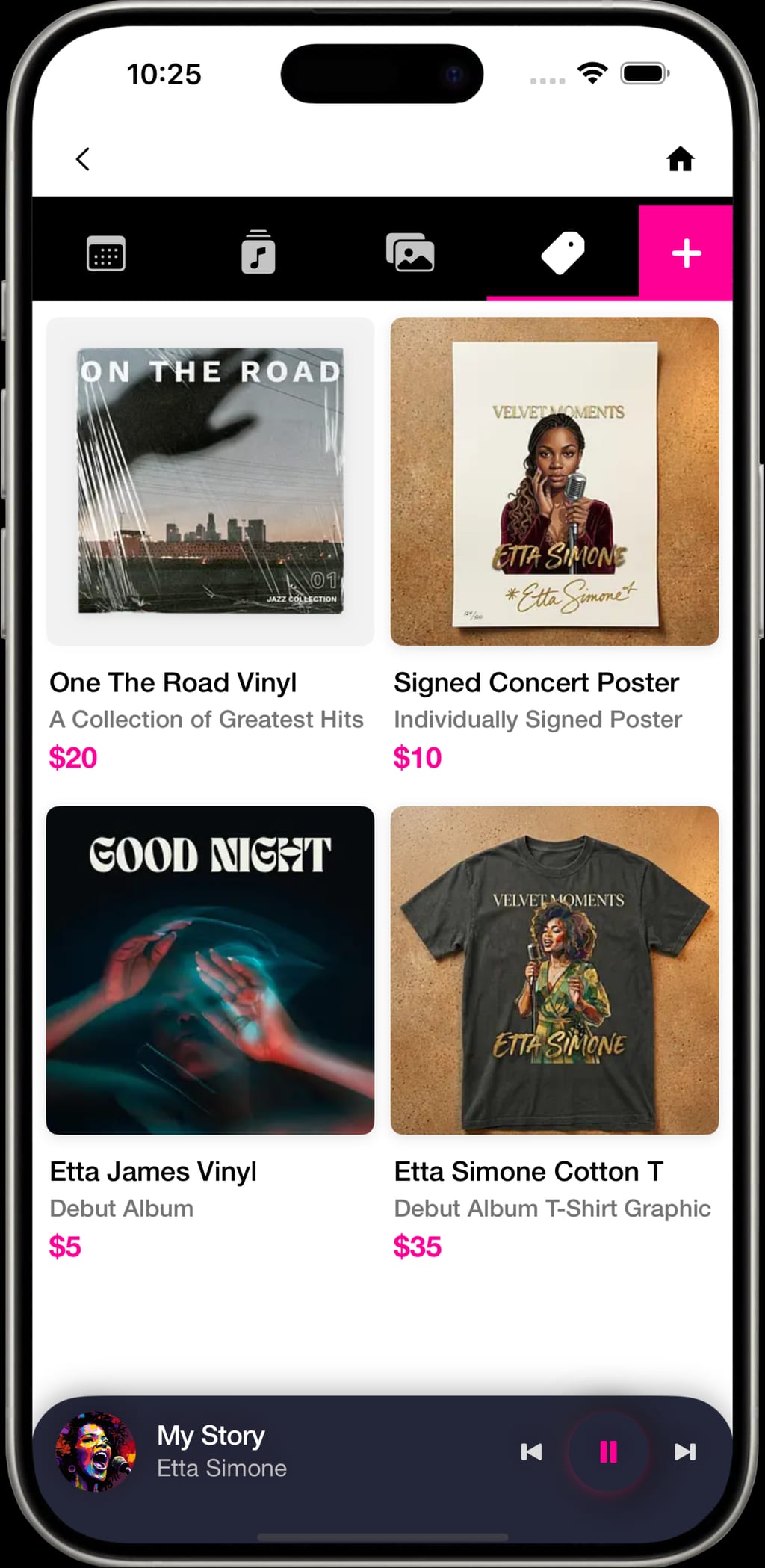 Merch screen